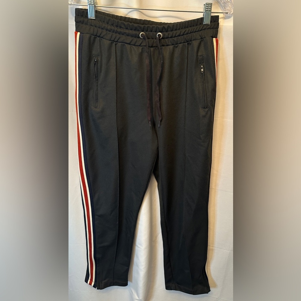 ANINE BING Size Medium Nico Track Pants Black With Red White Stripe $149 MSRP